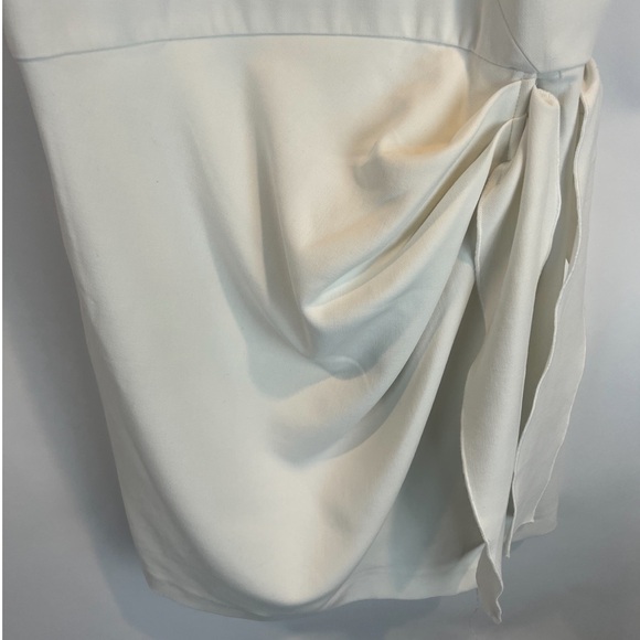 French Connection White Sleeveless Whisper V Neck Bow Mini Dress - Picture 5 of 7